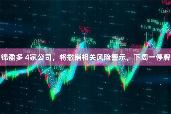 锦盈多 4家公司，将撤销相关风险警示，下周一停牌